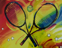 Tennis rackets with red/yellow background
